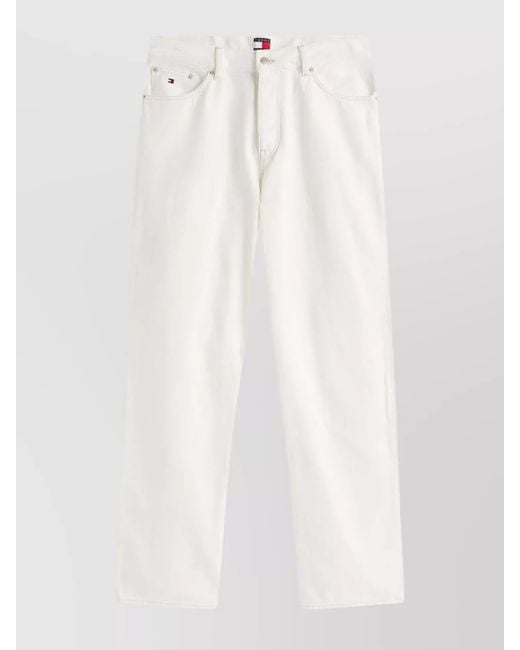 Tommy Hilfiger White Straight Leg Trousers Featuring Five-Pocket Design for men