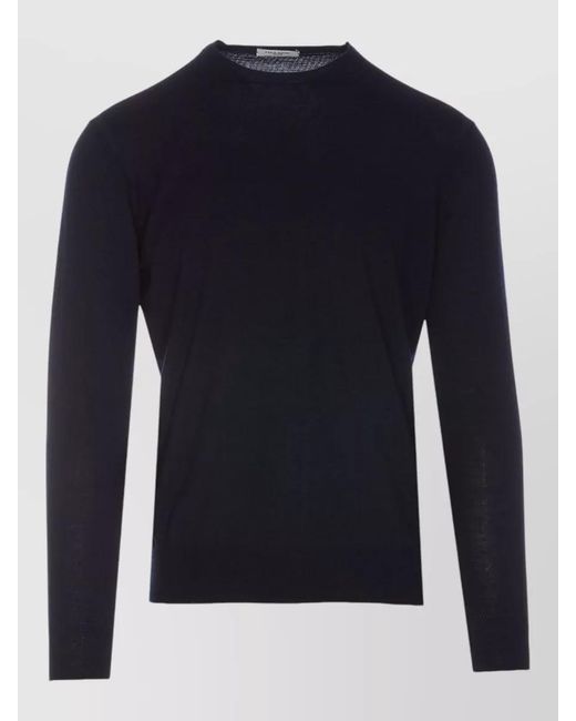Paolo Pecora Blue Sweater Round Collar Long Sleeves Ribbed Trims for men