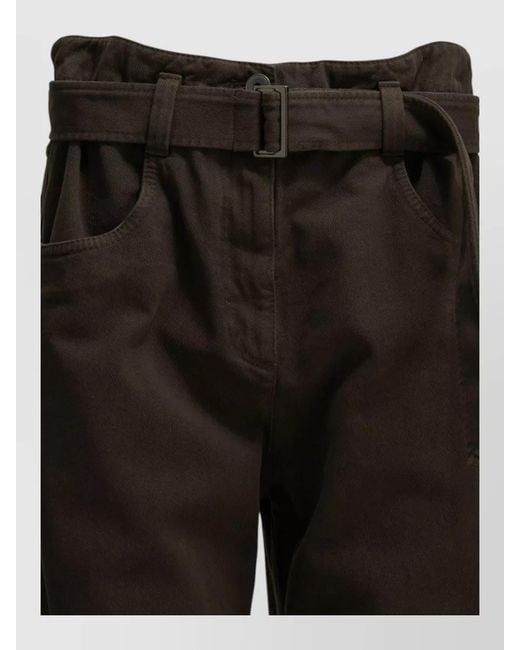 Brunello Cucinelli Black High Rise Wide Leg Belted Jeans