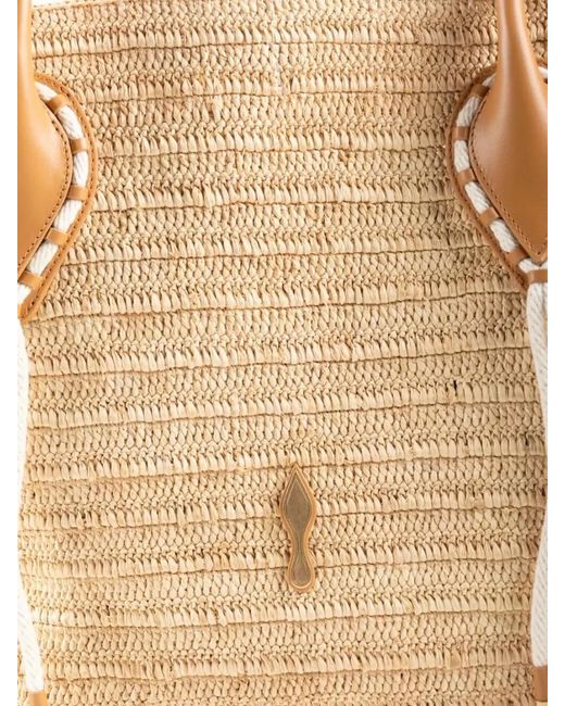 Christian Louboutin Natural Venus Rafia Beach Tote Contrast Stitching