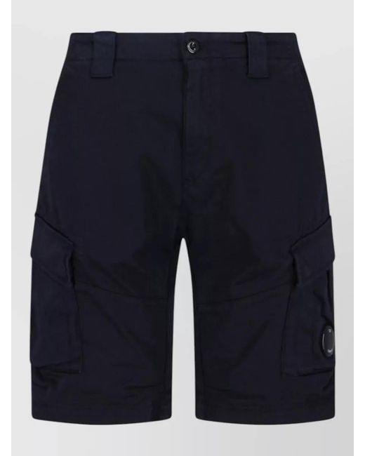 C.P. Company Men's Blue Straight Shorts Belt Loops Back Pockets Cargo