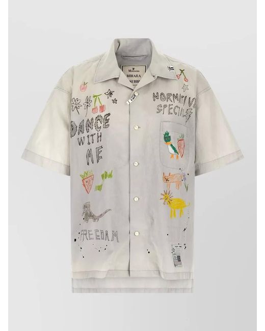Maison Mihara Yasuhiro White Short Sleeves Shirt Graffiti Graphic Print for men