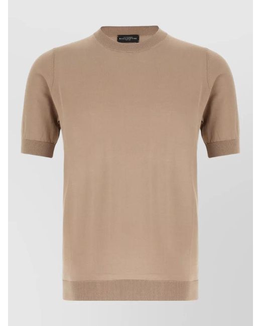 Ballantyne Natural Crew Neck Knit Top Short Sleeves for men
