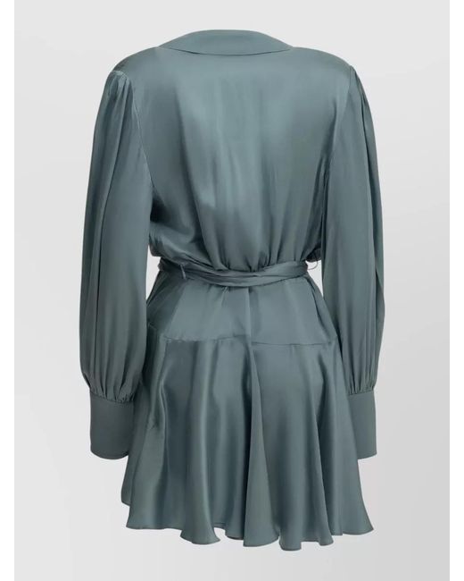 Zimmermann Blue Silk Wrap Blouse