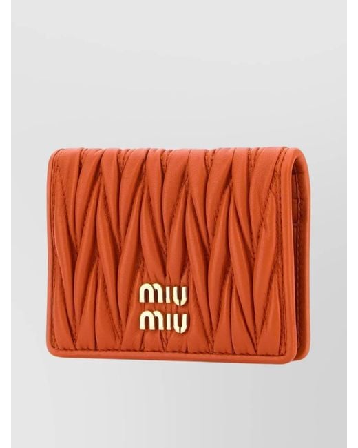 Miu Miu Orange Matelassé Leather Cardholder
