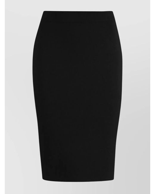Saint Laurent Black High-Waisted Wool Pencil Skirt With Ribbed Edges