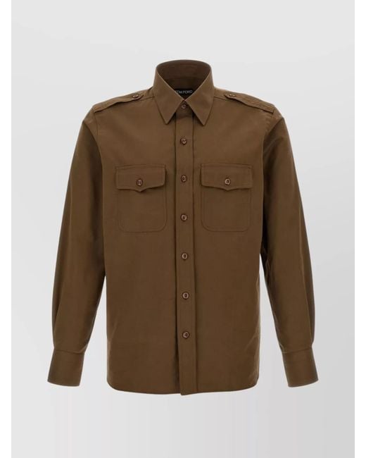 Tom Ford Brown Silk Blend Shirt for men