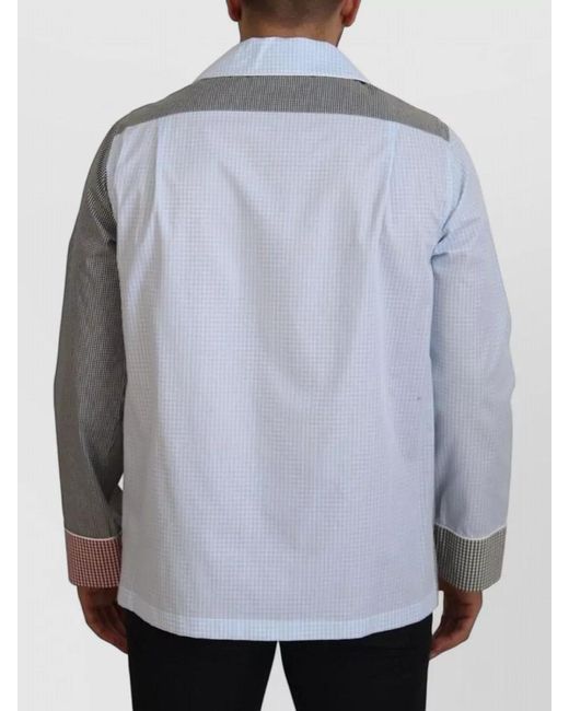 Dolce & Gabbana Gray Patchwork Cotton Long Sleeve Shirt for men