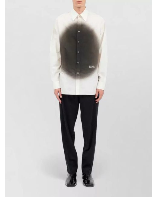 MM6 by Maison Margiela Gray Long Sleeve Shirt Graphic Print Collar for men