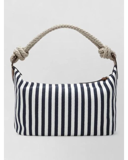 Miu Miu White Shoulder Bag Rope Handle Striped Pattern