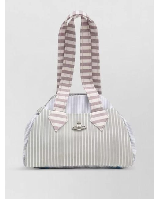 Vivienne Westwood White Archive Medium Cotton Striped Tote Bag
