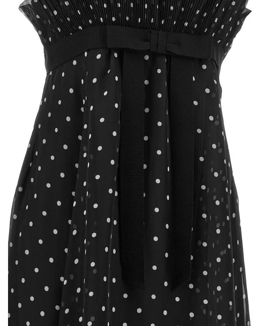 Zimmermann Black Polka-Dot Pleated Midi Dress