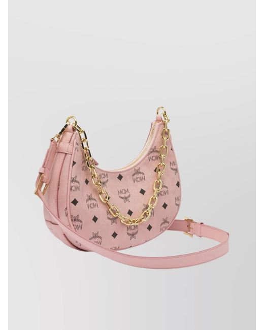 MCM Pink Aren Leather Shoulder Bag