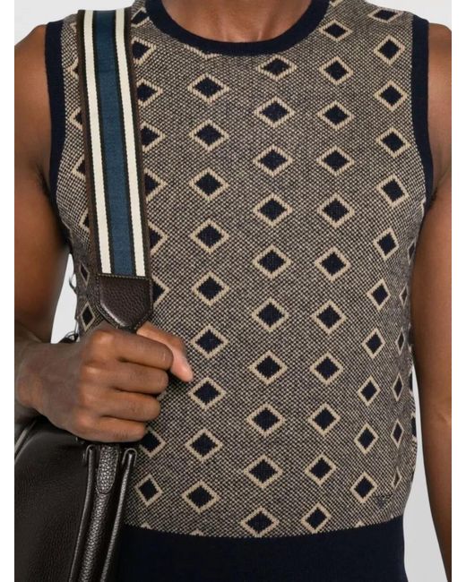 Emporio Armani Gray Wool Vest Casual Crew Neck for men