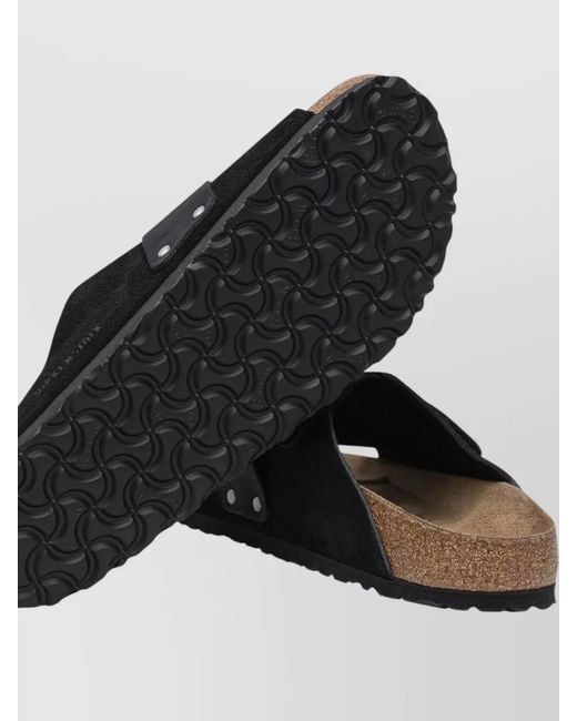 Birkenstock Black Kyoto Suede Cork Slides Casual Style for men