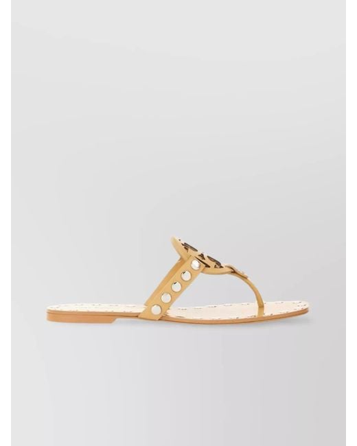 Tory Burch Metallic Studded Leather Flat Sandals