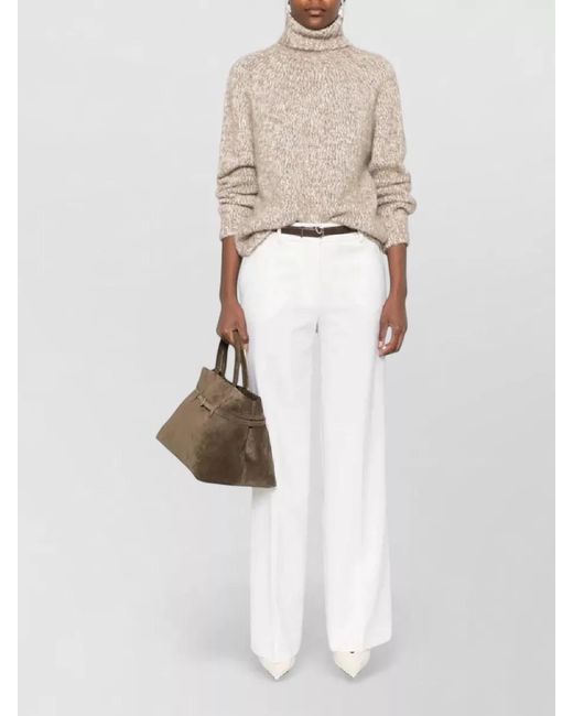 P.A.R.O.S.H. White Pants Wide Leg Belt Loops Pockets