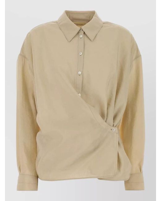 Lemaire Natural Silk Blend Shirt Asymmetric Long Sleeves for men