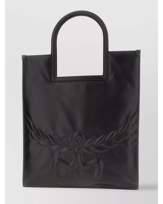 MCM Black Aren Medium Lamb Leather Tote Bag