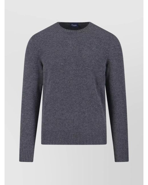 Drumohr Blue Cashmere Crewneck Jumper for men