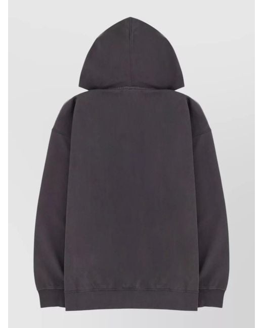 Ganni Gray Hoodie Graphic Print Hood Long Sleeves