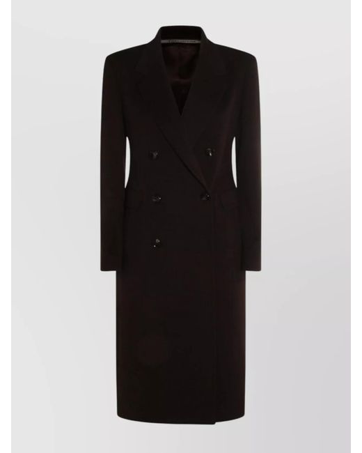 Tagliatore Black Long Length Double-Breasted Coat With Button Detailing