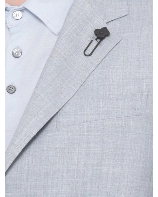 Lardini Blue Wool Blazer Notch Lapel Chest Pocket for men