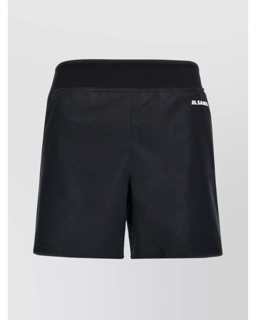 Jil Sander Black Knee-Length Elastic Waistband Lightweight Shorts