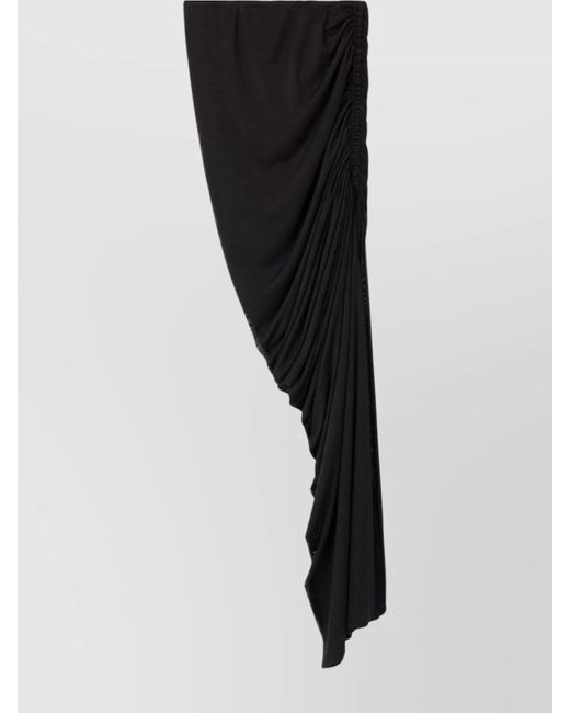AZ FACTORY Black Ruched High-Rise Side-Slit Ankle-Length Skirt