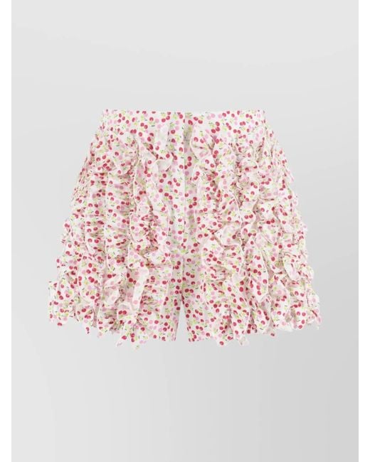 MSGM Pink Printed Cotton Shorts