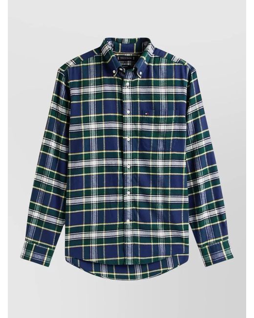 Tommy Hilfiger Blue Button-Down Collar Long Sleeve Shirt With Pocket for men