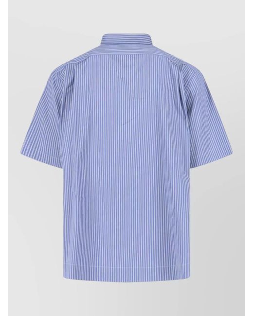 Sacai Blue Short Sleeve Striped Shirt Button Down Collar for men