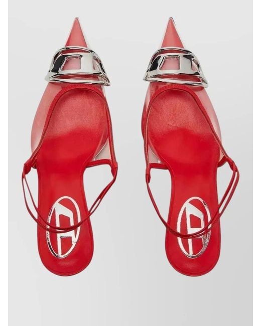 DIESEL Red Logo-Embellished Slingback Pumps