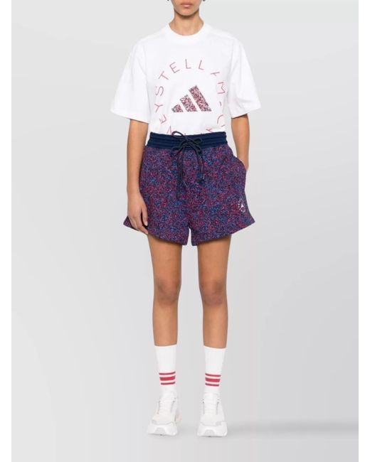 Adidas By Stella McCartney Blue Logo Cotton Knee-Length Shorts
