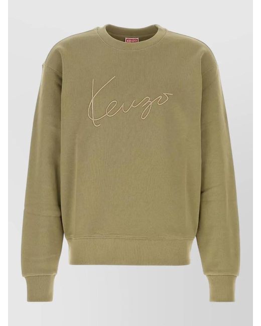 KENZO Green Cotton Sweatshirt Cuff Detail And Hem for men