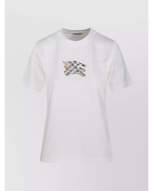 Burberry White Frankie Embroidered Ekd Cotton T-Shirt