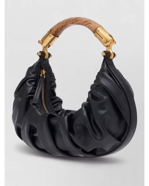 Balmain Black Ebene Medium Leather Clutch Bag