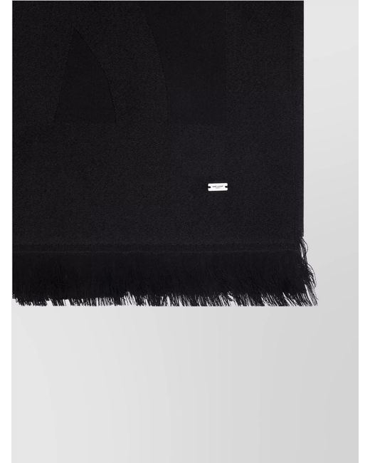 Saint Laurent Black Wool Jacquard Logo Scarf