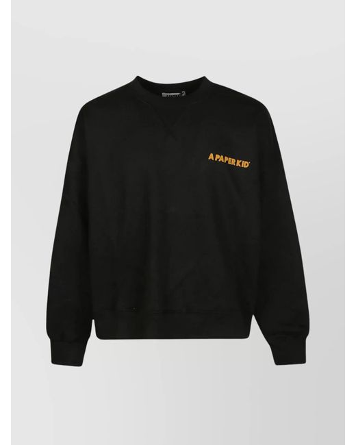 A PAPER KID Black Cotton Hoodie for men