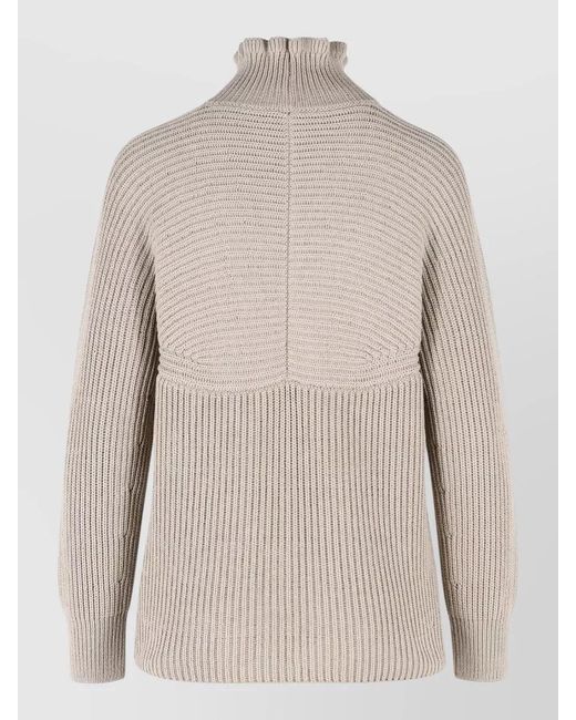 Max Mara Natural Camino Oversized Cotton Cordonetto Sweater High Neck