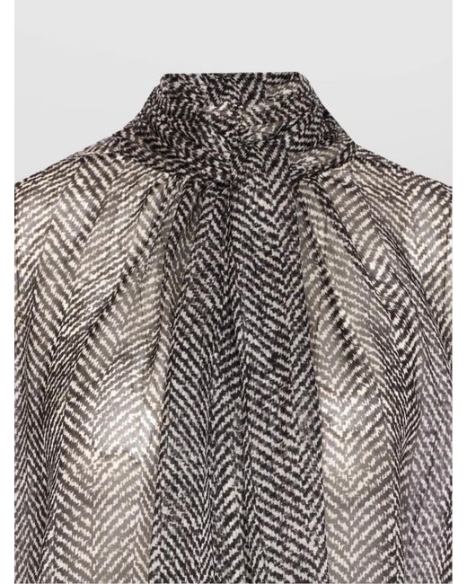 Dolce & Gabbana Gray Dolce&Gabbana Silk Chiffon Blouse With Chevron Print