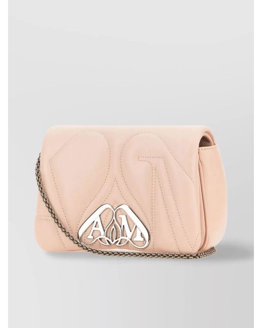 McQueen Natural The Seal Mini Leather Shoulder Bag