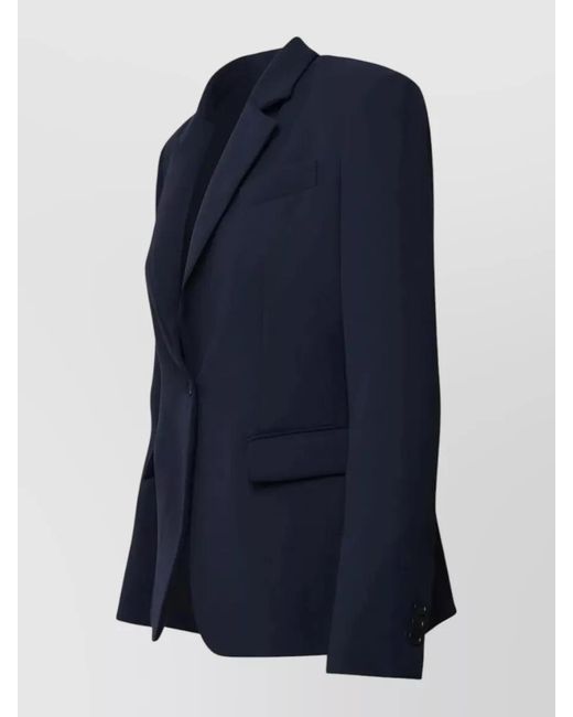 P.A.R.O.S.H. Blue Single Breasted Jacket Flap Pockets Lapels