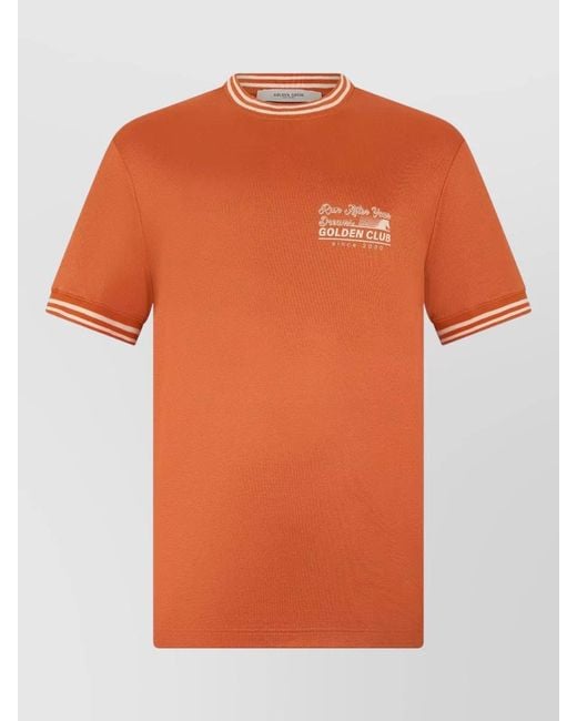 Golden Goose Deluxe Brand Orange Short Sleeve Piqué T Shirt Crew Neck for men