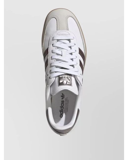 Adidas White Retro Lace Up Sneakers Leather Stripes