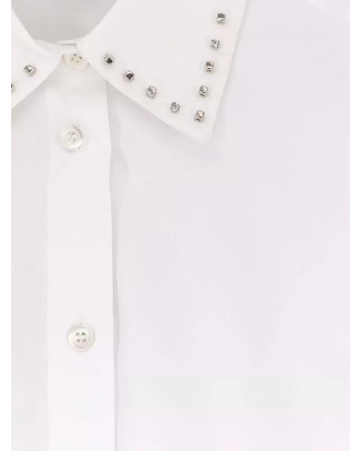 Pinko White Charita Cotton Shirt Long Sleeve Collar