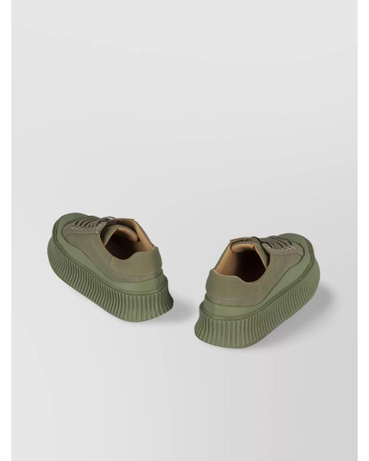 Jil Sander Green Canvas Platform Sneakers