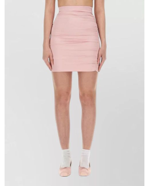 Fiorucci Pink High Waist Mini Skirt Ruched Stretch