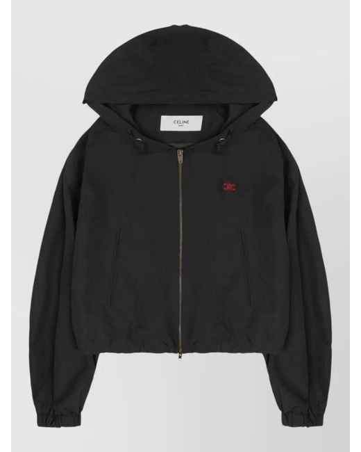 Céline Black Hooded Windbreaker Jacket