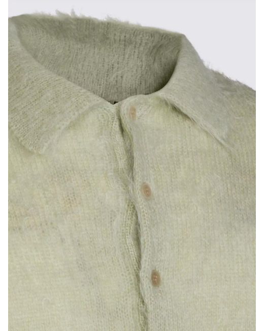 Auralee Green Mohair Wool Short-Sleeve Polo Shirt for men